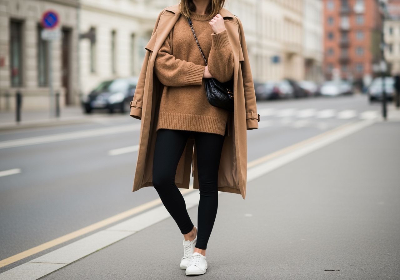 žena v městském prostředí vyjadřující módu a sebedůvěru