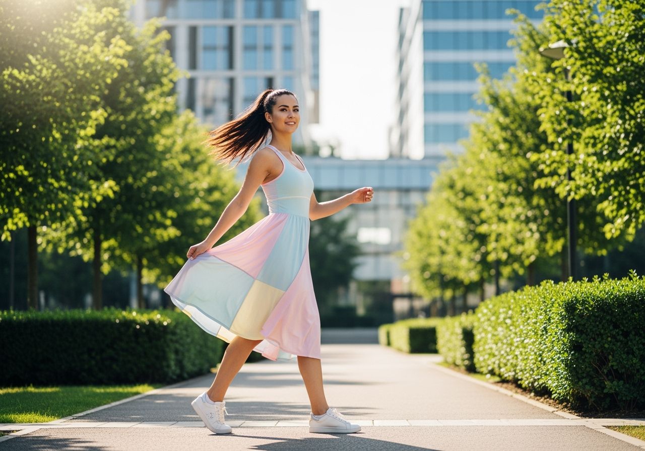 Mladá žena cvičí venku během slunečného dne v přírodě.