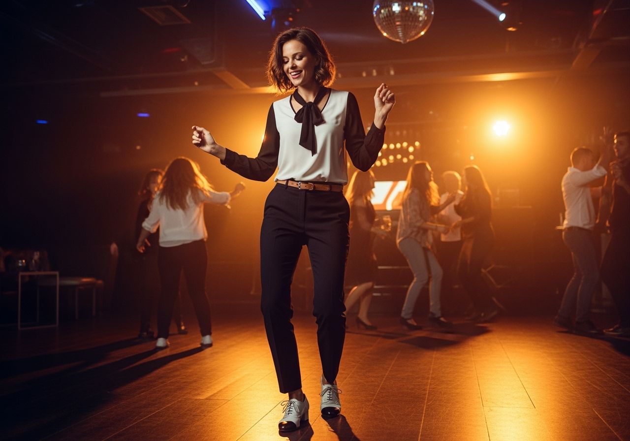 žena tančí v klubu Radost mezi dalšími lidmi